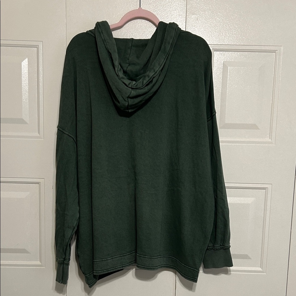 Aerie Green Hooded Pullover Sweatshirt - Picture 3 of 3